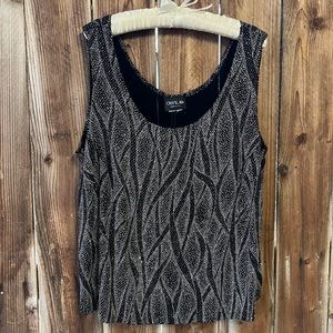 Onyx Nite Black & Silver Sparkly Glitter Tank Top 1920’s Flapper Aprrox. Size 2X